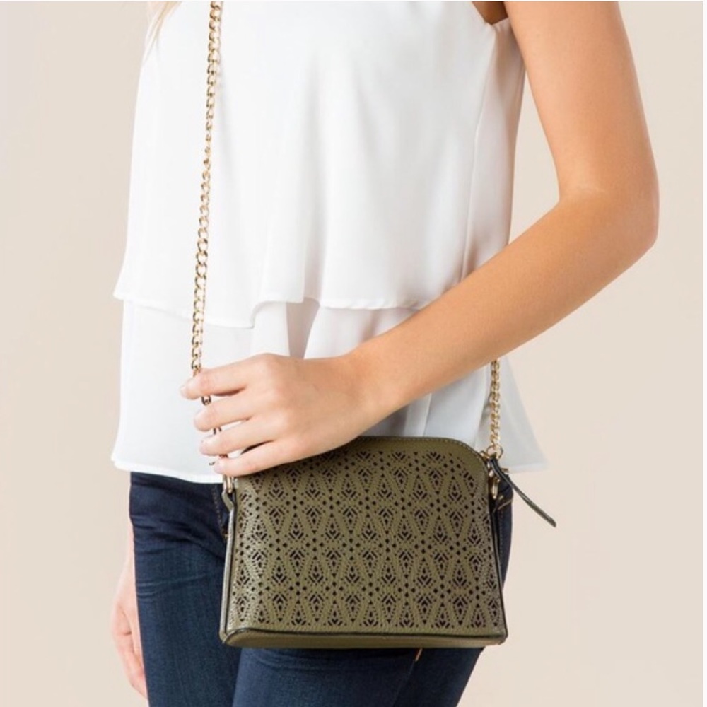 Olive Green Cut Out Crossbody - Picture 3 of 4